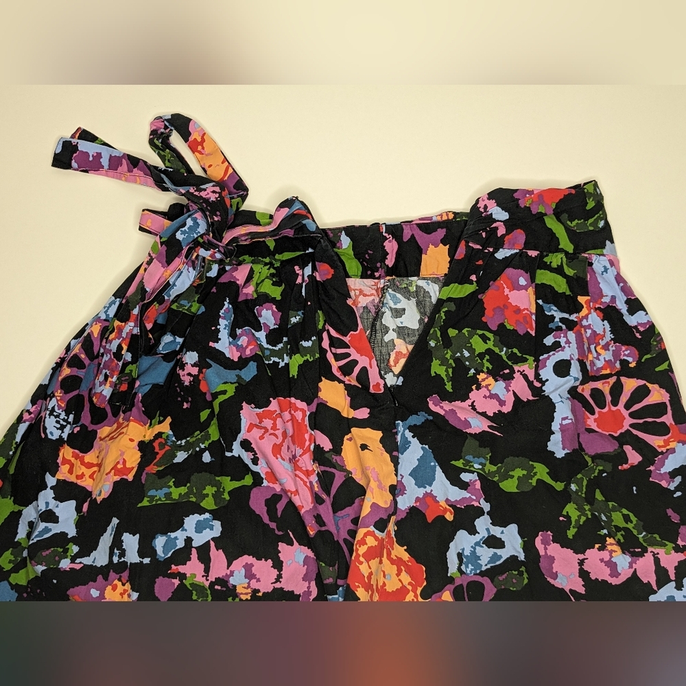 THAKOON for Target Juniors Size 5 Black Floral Pleated Skirt Front Tie - Picture 8 of 8
